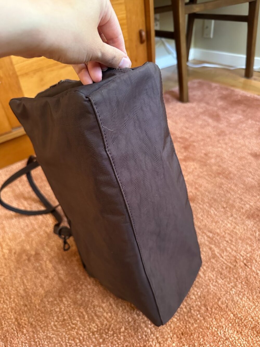 BAGGU Nylon Bowler Bag in Chocolate Plum - Picture 6 of 9